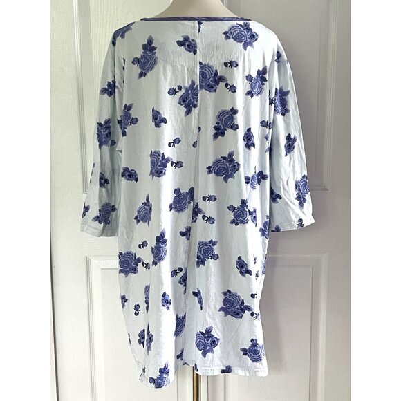 Vintage Collections Etc White Blue Floral Cotton Cottagecore Nightgown Womens XL - Picture 3 of 5